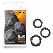 Набор из 3 чёрных эрекционных колец Stay Hard Beaded Cockrings - Blush Novelties - в Южно-Сахалинске купить с доставкой