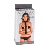 Ошейник с длинной лентой и наручниками Strap Bondage Kit Plus Size - Lola Games - купить с доставкой в Южно-Сахалинске