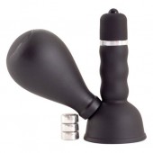 Черный вибратор с грушей на сосок - ToyFa