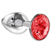 Малая серебристая анальная пробка Diamond Red Sparkle Small с красным кристаллом - 7 см. - Lola Games - купить с доставкой в Южно-Сахалинске
