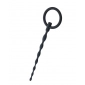 Чёрный уретральный плаг с кольцом - ToyFa - купить с доставкой в Южно-Сахалинске