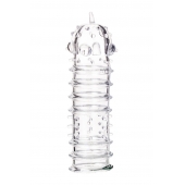 Прозрачная насадка на пенис TOYFA A-Toys с ребрами и точками - 15,3 см. - A-toys - в Южно-Сахалинске купить с доставкой