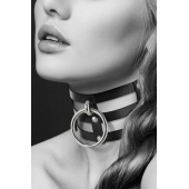 Чёрный тройной чокер с большим кольцом - Bijoux Pour Toi - купить с доставкой в Южно-Сахалинске