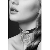 Черный чокер с двумя кольцами - Bijoux Pour Toi - купить с доставкой в Южно-Сахалинске