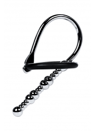 Серебристый уретральный плаг-бусины TOYFA Metal с мягким фиксириющим кольцом - ToyFa - купить с доставкой в Южно-Сахалинске