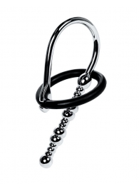 Серебристый уретральный плаг-бусины TOYFA Metal с мягким фиксириющим кольцом - ToyFa - купить с доставкой в Южно-Сахалинске