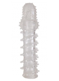 Прозрачная, закрытая насадка с шипами и точками - 13,5 см. - Toyfa Basic - в Южно-Сахалинске купить с доставкой