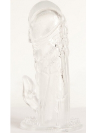 Прозрачная гелевая насадка с клиторальным отростком - 13 см. - Toyfa Basic - в Южно-Сахалинске купить с доставкой