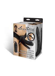 Полый страпон с двумя отростками и вибрацией Unisex Vibrating Hollow Strap-On Double Penetrating Dildo - 17,8 см. - Lux Fetish - купить с доставкой в Южно-Сахалинске