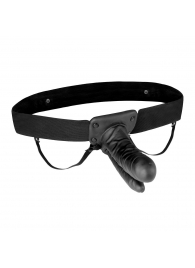 Полый страпон с двумя отростками и вибрацией Unisex Vibrating Hollow Strap-On Double Penetrating Dildo - 17,8 см. - Lux Fetish - купить с доставкой в Южно-Сахалинске