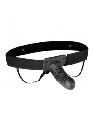 Чёрный полый страпон с вибрацией Unisex Vibrating Hollow Strap-On - 14 см. - Lux Fetish - купить с доставкой в Южно-Сахалинске