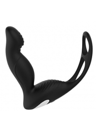 Черный вибромассажер простаты P-PLEASER W ERECTION ENHANCE - Dream Toys - в Южно-Сахалинске купить с доставкой