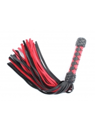 Черно-красная клеть с плетеной ручкой с ромбовидным узором - 45 см. - БДСМ Арсенал - купить с доставкой в Южно-Сахалинске