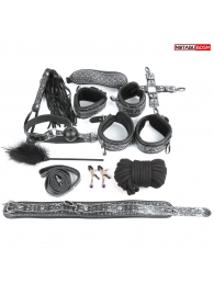 Чёрно-серебристый набор БДСМ - Notabu - купить с доставкой в Южно-Сахалинске