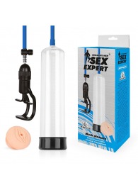 Прозрачная вакуумная помпа Sex Expert с насадкой-вагиной - Sex Expert - в Южно-Сахалинске купить с доставкой