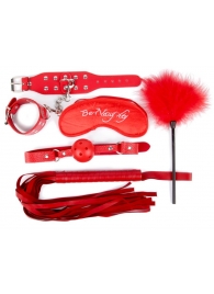 Набор красных БДСМ-аксессуаров из 5 предметов - Notabu - купить с доставкой в Южно-Сахалинске