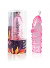 Закрытая рельефная насадка Crystal sleeve snakes в виде змеи с усиками - 14 см. - Erowoman-Eroman - в Южно-Сахалинске купить с доставкой