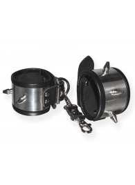 Серебристо-черные наручники с шипами и металлическим блеском - Sitabella - купить с доставкой в Южно-Сахалинске