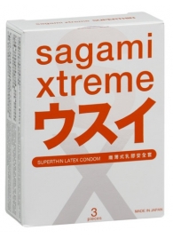 Ультратонкие презервативы Sagami Xtreme SUPERTHIN - 3 шт. - Sagami - купить с доставкой в Южно-Сахалинске
