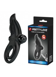 Черное силиконовое эрекционное кольцо с вибрацией и подхватом мошонки - Baile - в Южно-Сахалинске купить с доставкой