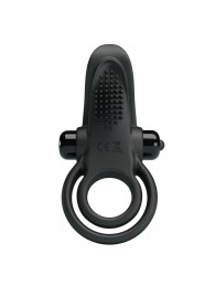 Черное силиконовое эрекционное кольцо с вибрацией и подхватом мошонки - Baile - в Южно-Сахалинске купить с доставкой