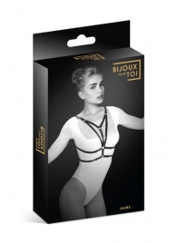 Черная упряжь на грудь Laura - Bijoux Pour Toi - купить с доставкой в Южно-Сахалинске