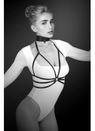 Черная упряжь на грудь Julia - Bijoux Pour Toi - купить с доставкой в Южно-Сахалинске