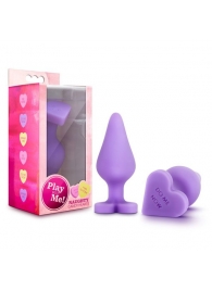 Фиолетовая анальная пробка Naughty Candy Heart Do Me Now - 8,9 см. - Blush Novelties - купить с доставкой в Южно-Сахалинске