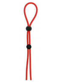 Красное лассо на пенис с двумя бусинами STRETCHY LASSO CAGE - Dream Toys - в Южно-Сахалинске купить с доставкой