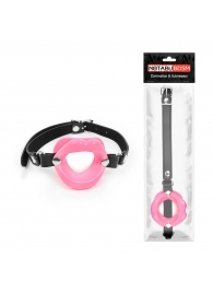 Розовый кляп-губки на черном ремешке - Notabu - купить с доставкой в Южно-Сахалинске