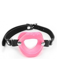 Розовый кляп-губки на черном ремешке - Notabu - купить с доставкой в Южно-Сахалинске