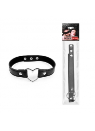 Черный ошейник с сердечком - Notabu - купить с доставкой в Южно-Сахалинске