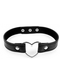 Черный ошейник с сердечком - Notabu - купить с доставкой в Южно-Сахалинске