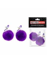 Зажимы для сосков с фиолетовым пушком - Notabu - купить с доставкой в Южно-Сахалинске