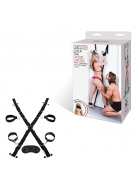 Чёрный набор для фиксации у двери - Lux Fetish - купить с доставкой в Южно-Сахалинске