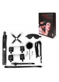 Большой набор БДСМ в черном цвете: маска, кляп, зажимы, плётка, ошейник, наручники, оковы, щекоталка, фиксатор - Notabu - купить с доставкой в Южно-Сахалинске