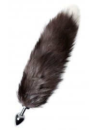 Серебристая металлическая анальная втулка с хвостом чернобурой лисы - размер S - ToyFa - купить с доставкой в Южно-Сахалинске