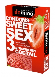 Презервативы для орального секса DOMINO Sweet Sex с ароматом клубничного коктейля  - 3 шт. - Domino - купить с доставкой в Южно-Сахалинске