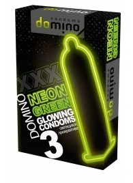 Презервативы DOMINO Neon Green со светящимся в темноте кончиком - 3 шт. - Domino - купить с доставкой в Южно-Сахалинске