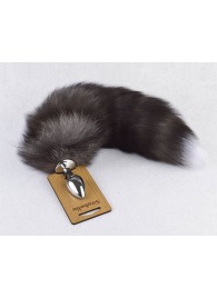 Серебристая анальная пробка с пушистым хвостиком - Sitabella - купить с доставкой в Южно-Сахалинске