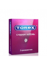 Презервативы Torex  Сладкая любовь  с ароматом клубники - 3 шт. - Torex - купить с доставкой в Южно-Сахалинске