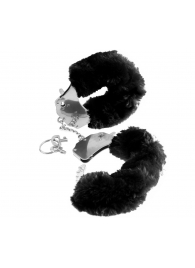 Металлические наручники Furry Love Cuffs с черным мехом - Pipedream - купить с доставкой в Южно-Сахалинске