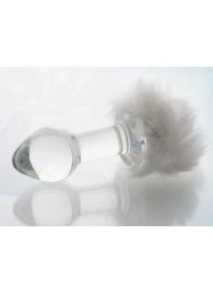 Стеклянная анальная втулка с хвостиком - 9,5 см. - Sexus - купить с доставкой в Южно-Сахалинске