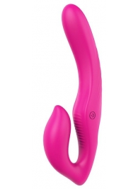 Ярко-розовый безремневой страпон REMOTE DOUBLE DIPPER - 22 см. - Dream Toys - купить с доставкой в Южно-Сахалинске