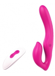 Ярко-розовый безремневой страпон REMOTE DOUBLE DIPPER - 22 см. - Dream Toys - купить с доставкой в Южно-Сахалинске