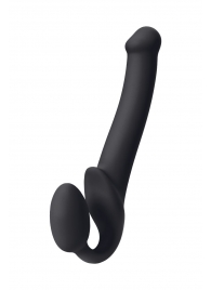 Черный безремневой страпон Silicone Bendable Strap-On M - Strap-on-me - купить с доставкой в Южно-Сахалинске