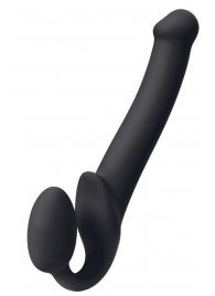 Черный безремневой страпон Silicone Bendable Strap-On M - Strap-on-me - купить с доставкой в Южно-Сахалинске