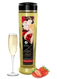 Массажное масло с ароматом клубники и шампанского Romance - 240 мл. - Shunga - купить с доставкой в Южно-Сахалинске