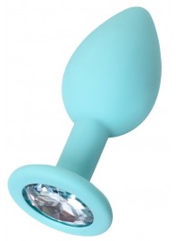 Мятная анальная пробка с прозрачным кристаллом Brilliant - 7 см. - ToyFa - купить с доставкой в Южно-Сахалинске