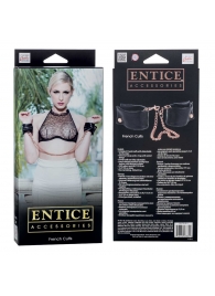 Черные мягкие наручники Entice French Cuffs с цепью - California Exotic Novelties - купить с доставкой в Южно-Сахалинске